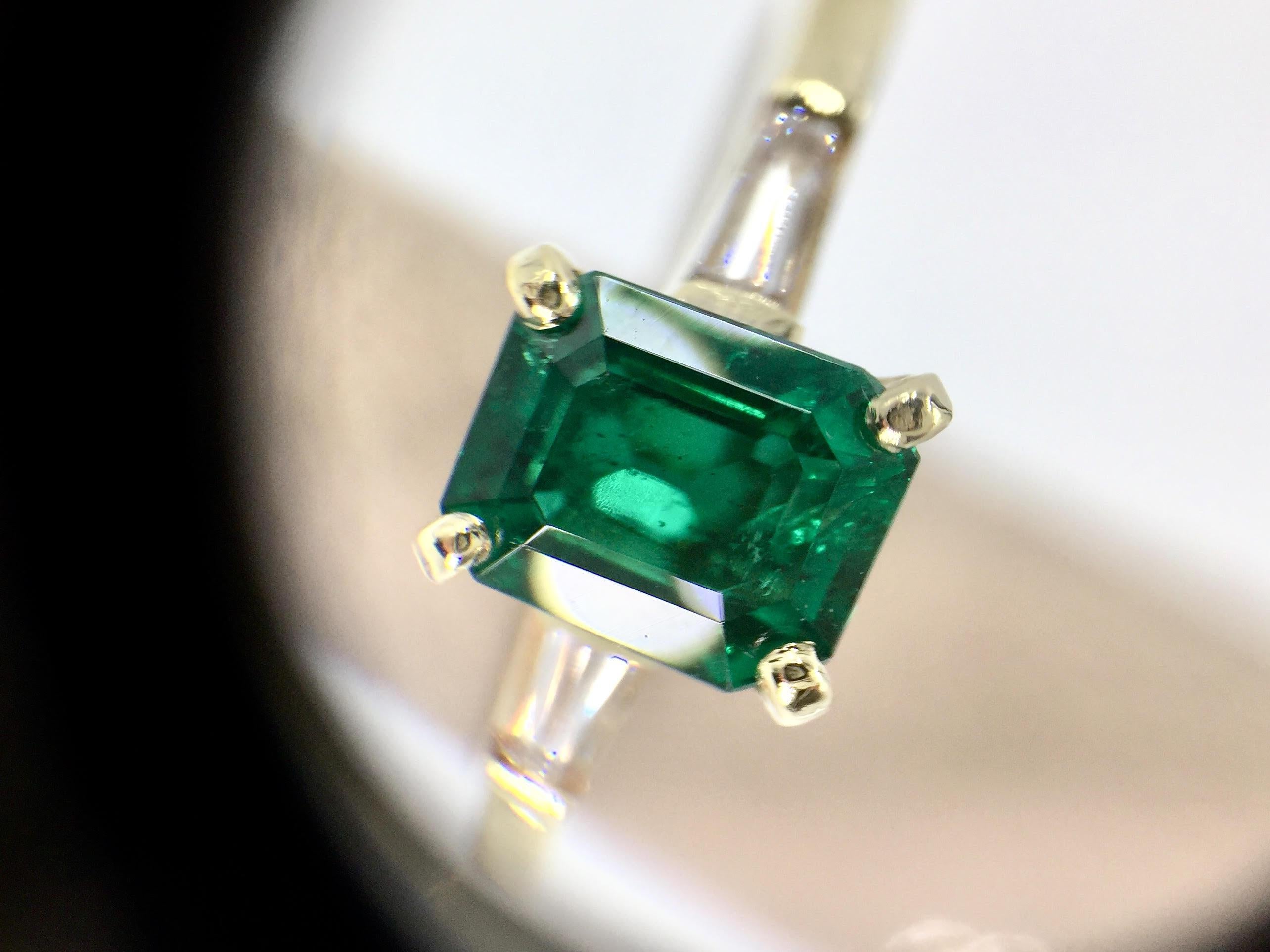 GIA Certified 1.41 Carat Emerald Diamond 18 Karat Ring 2