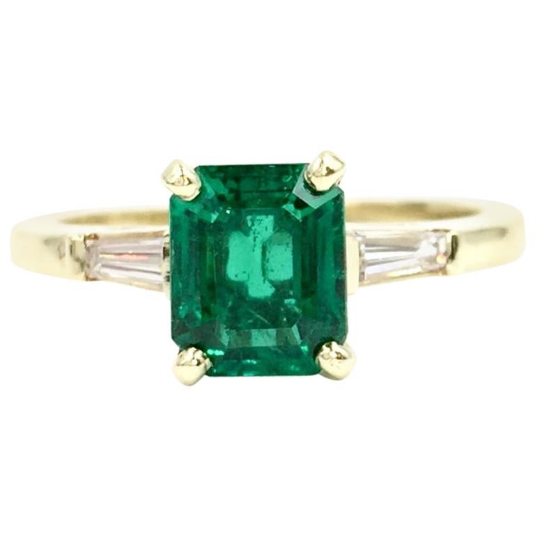 GIA Certified 1.41 Carat Emerald Diamond 18 Karat Ring