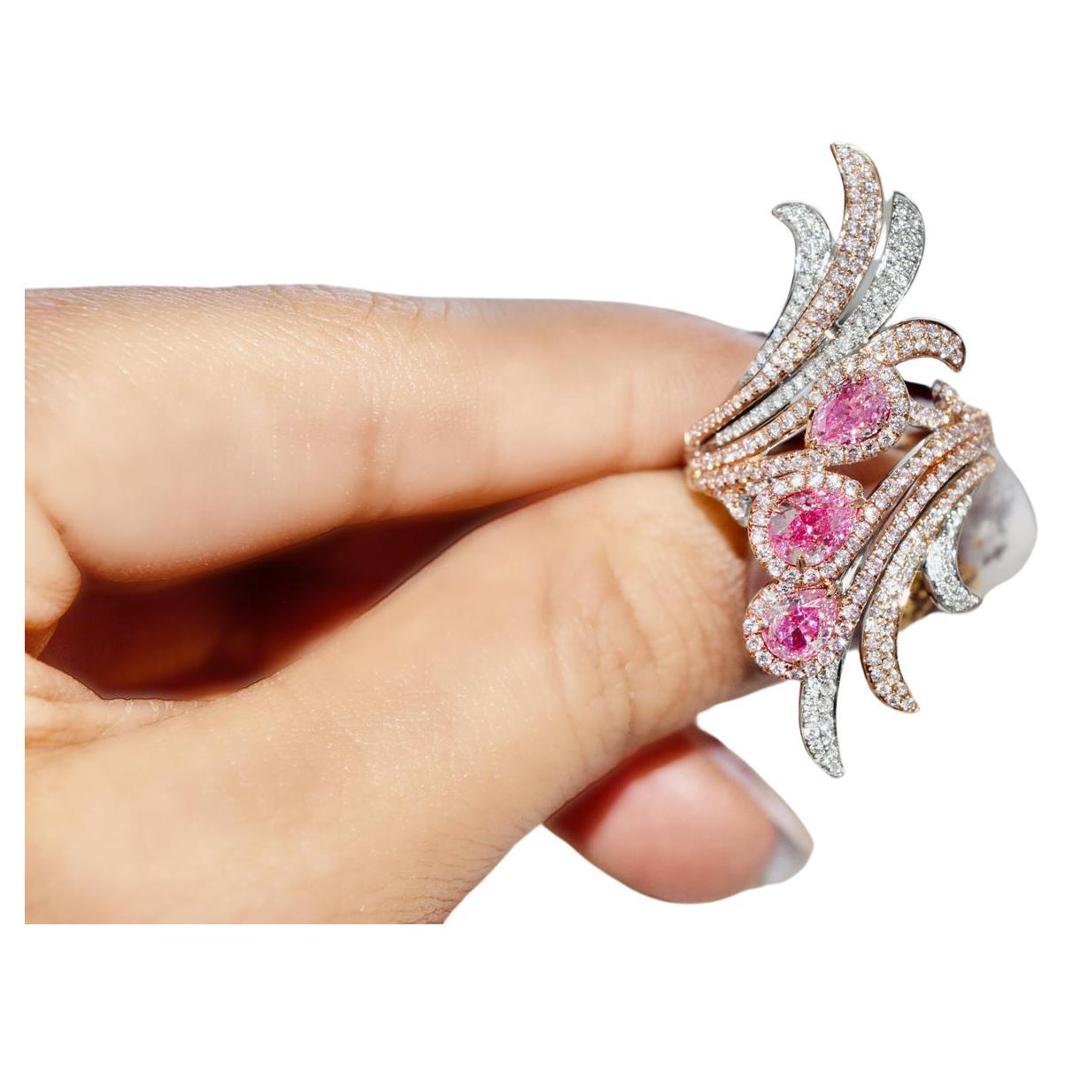 GIA Certified 1.41 Carat Faint Pink Diamond Ring 