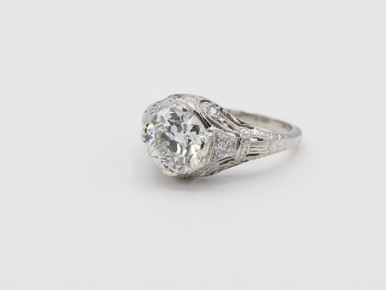 Old European Cut GIA Certified 1.41 Carat Old European Brilliant Diamond Platinum Engagement Ring