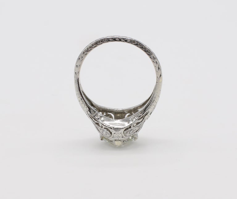 GIA Certified 1.41 Carat Old European Brilliant Diamond Platinum Engagement Ring 2