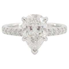 GIA Certified 1.41 Carat Pear Cut Diamond Hidden Halo Platinum Engagement Ring