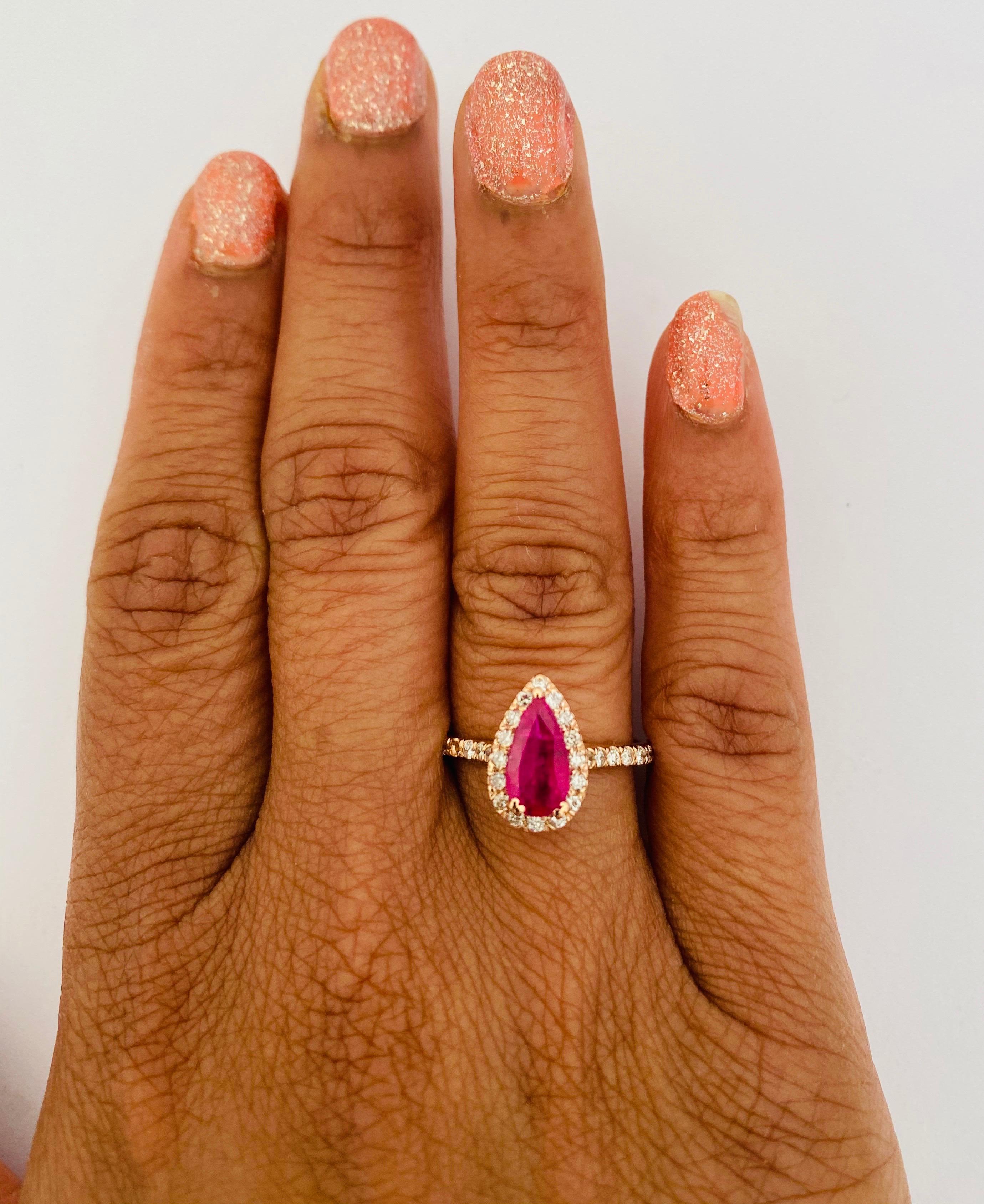Women's GIA Certified 1.41 Carat Ruby Diamond 14 Karat Rose Gold Bridal Ring