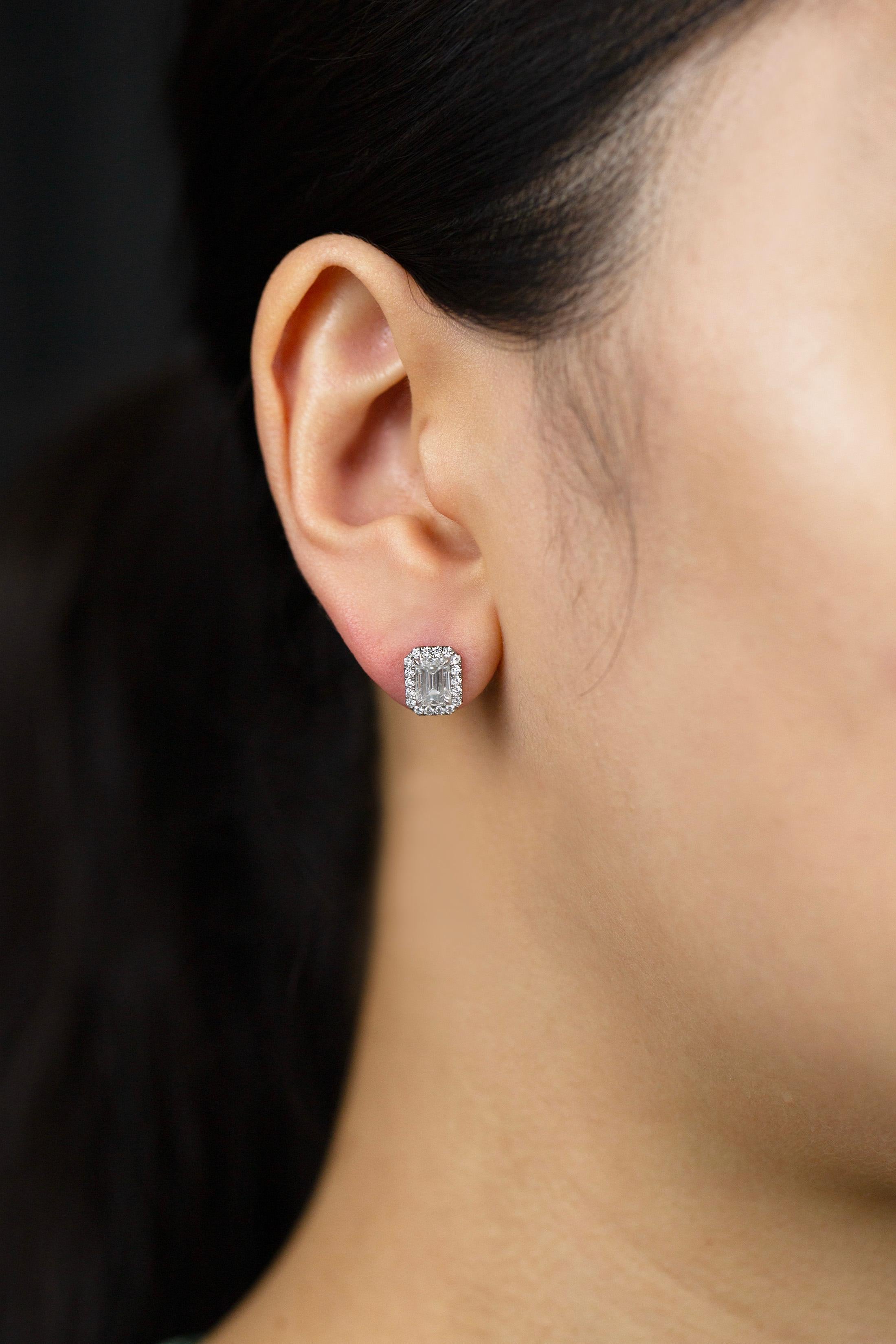 emerald cut diamond earrings