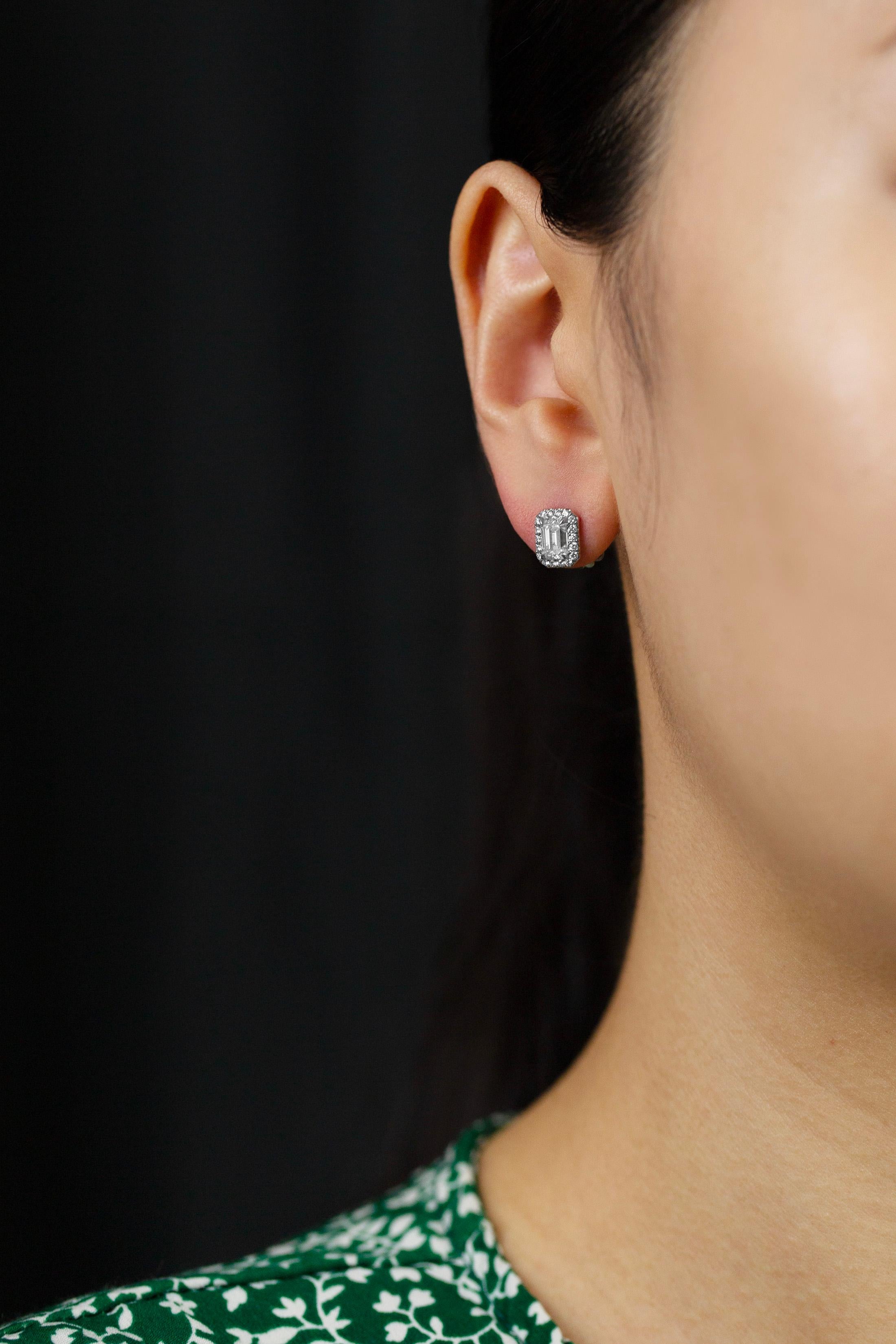 diamond emerald cut earrings