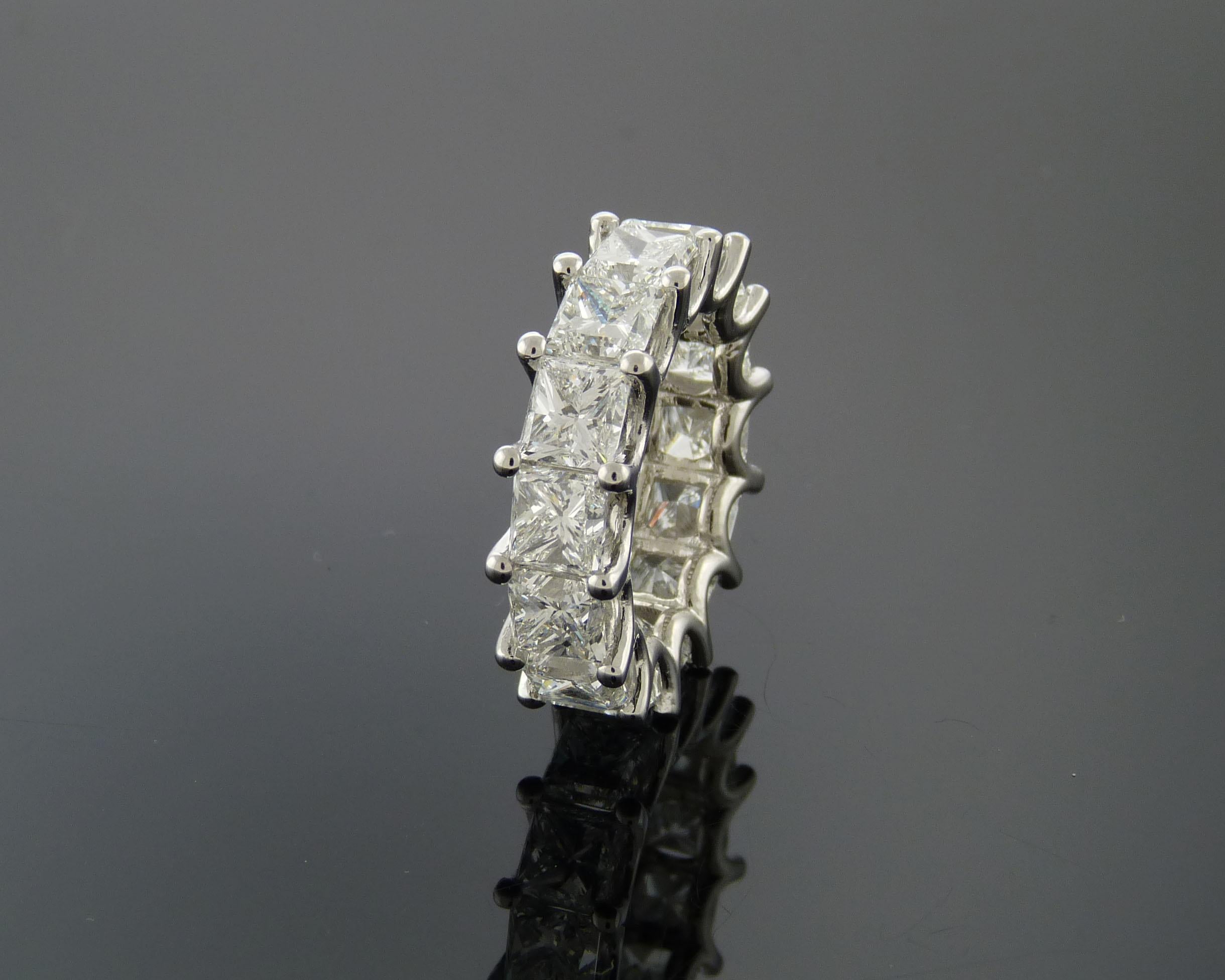 Princess Cut Spectra Fine Jewelry GIA Certified 14.10 Carat Diamond Eternity Ring For Sale