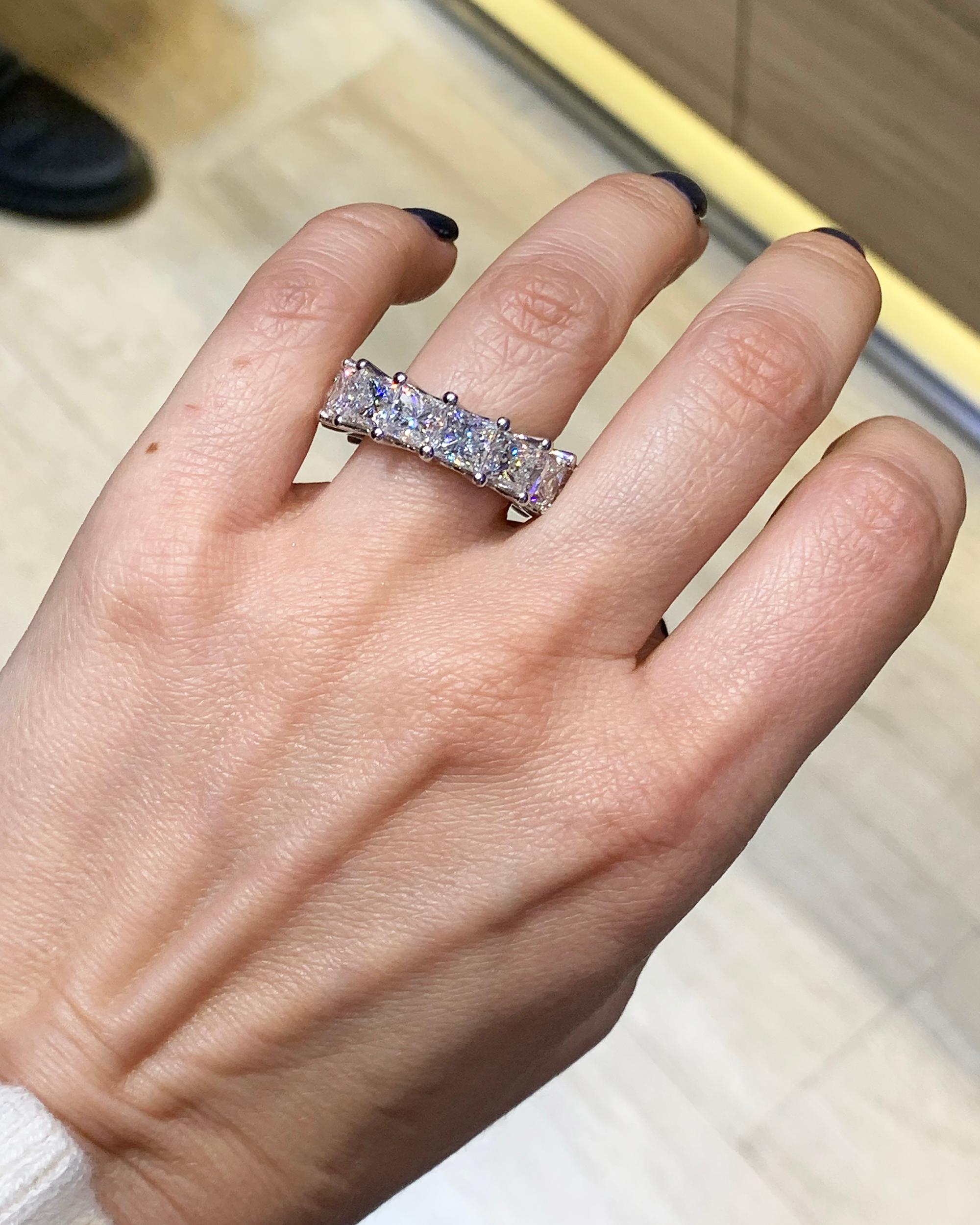 Women's Spectra Fine Jewelry GIA Certified 14.10 Carat Diamond Eternity Ring For Sale