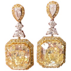 GIA zertifiziert 14,11 Karat VS/VVS Qualität Fancy Yellow Diamant-Ohrgehänge