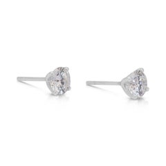 GIA Certified 1.41ct Diamond Stud Earrings in 18k White Gold