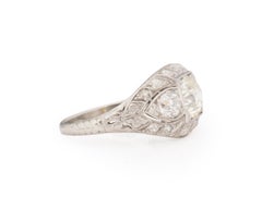 Anillo de compromiso de platino con diamante Art Déco de 1.42 quilates certificado por GIA