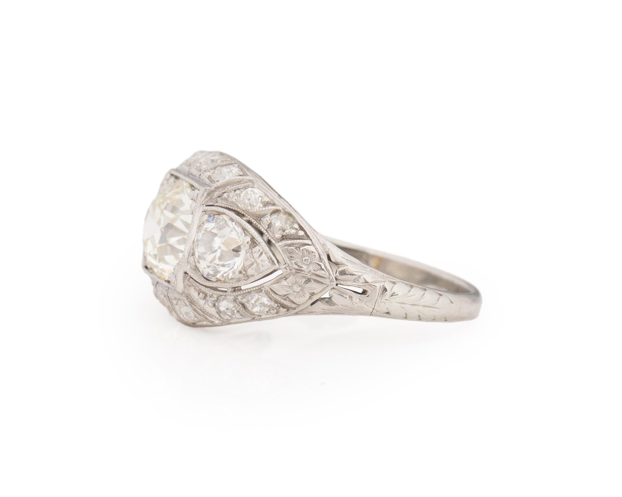 Old European Cut GIA Certified 1.42 Carat Art Deco Diamond Platinum Engagement Ring For Sale