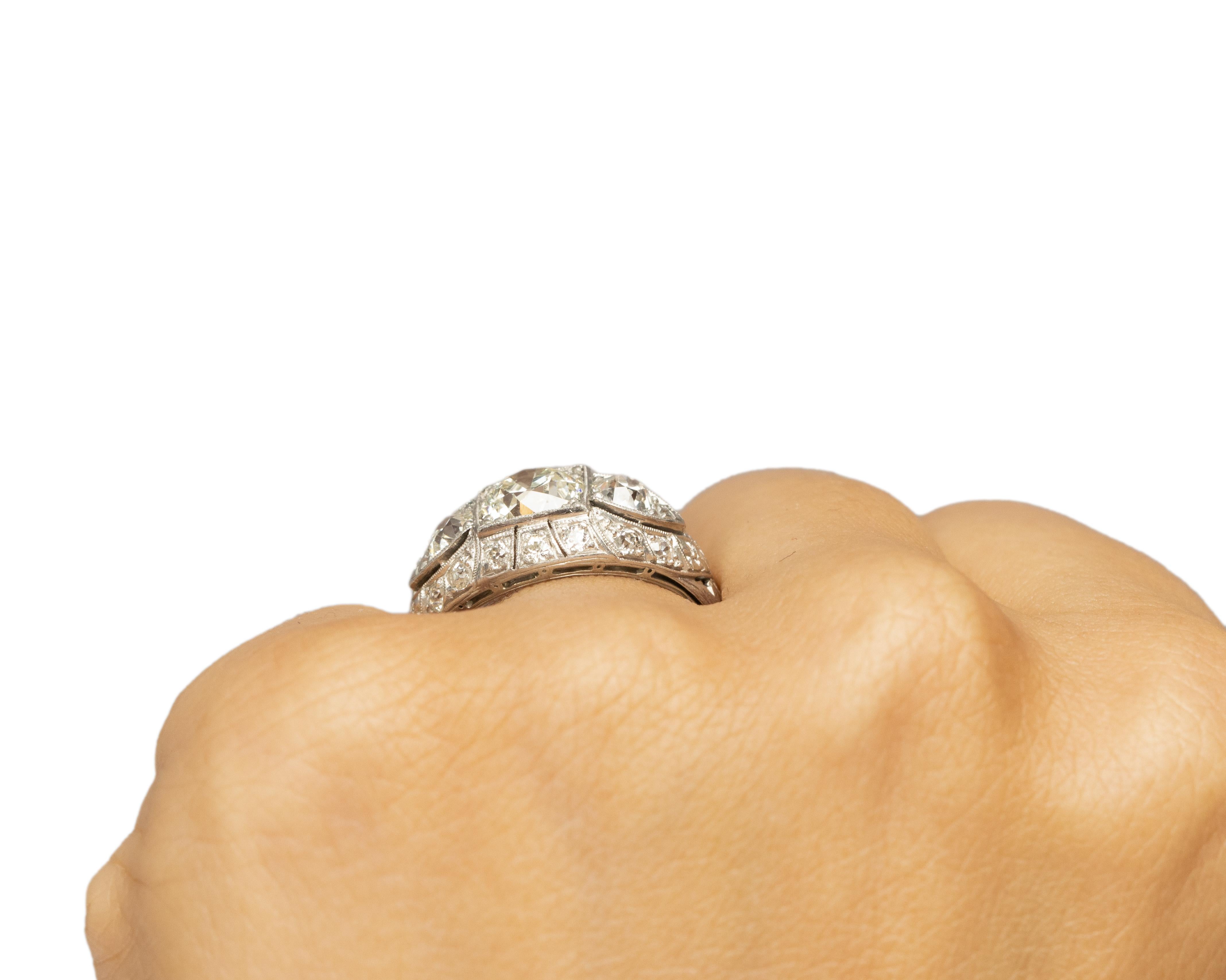 GIA Certified 1.42 Carat Art Deco Diamond Platinum Engagement Ring For Sale 2