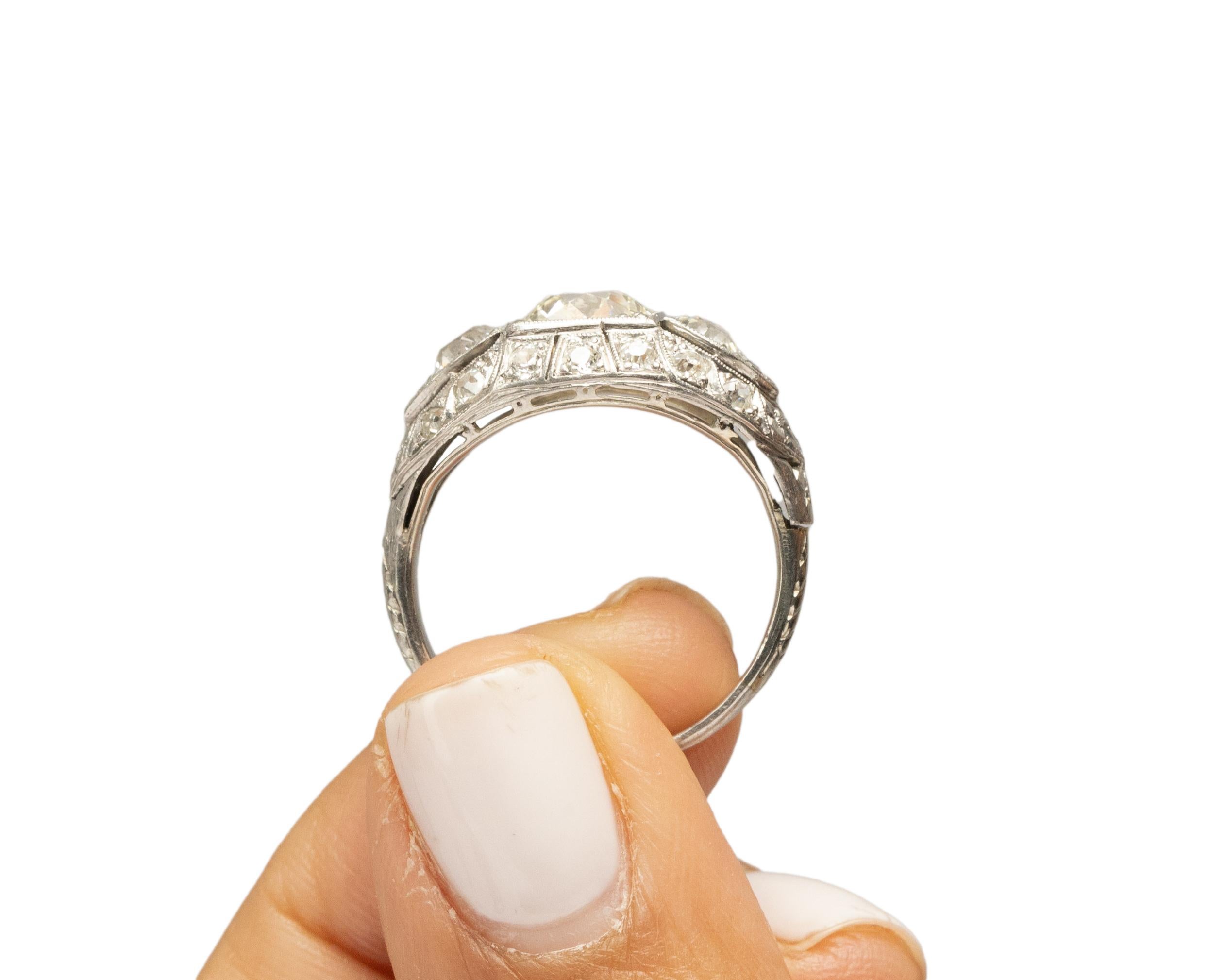 GIA Certified 1.42 Carat Art Deco Diamond Platinum Engagement Ring For Sale 3