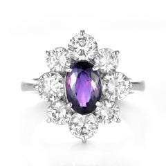 GIA Certified 1.42 Carat Brazilian Alexandrite and Diamond Ring Made in Platinum