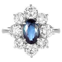 GIA Certified 1.42 Carat Brazilian Alexandrite and Diamond Ring Made in Platinum