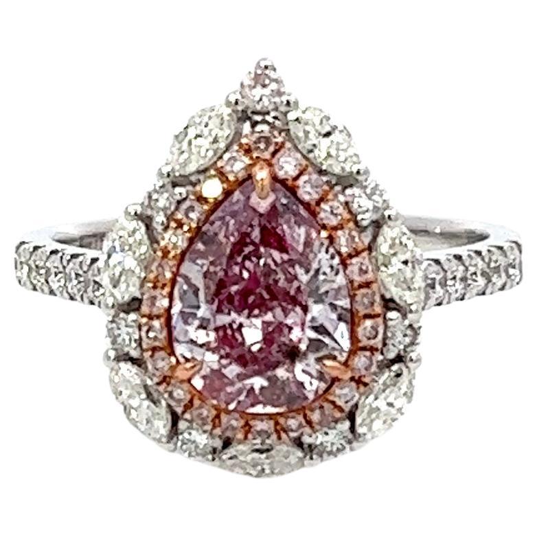 GIA Certified 1.42 Carat Pink Diamond Ring For Sale