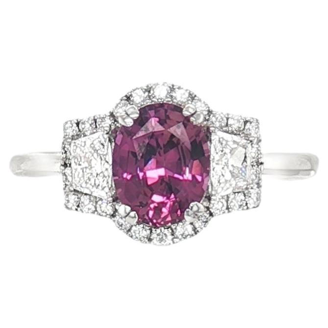 Anello da cocktail con zaffiro viola del Madagascar da 1,42 carati, non trattato termicamente, certificato GIA