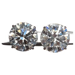 GIA Certified 14.27 Carat Round Cut Diamond Stud Earrings