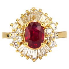 GIA Certified 1.42ct No Heat Mozambique Ruby Diamonds ring 18kt Gold