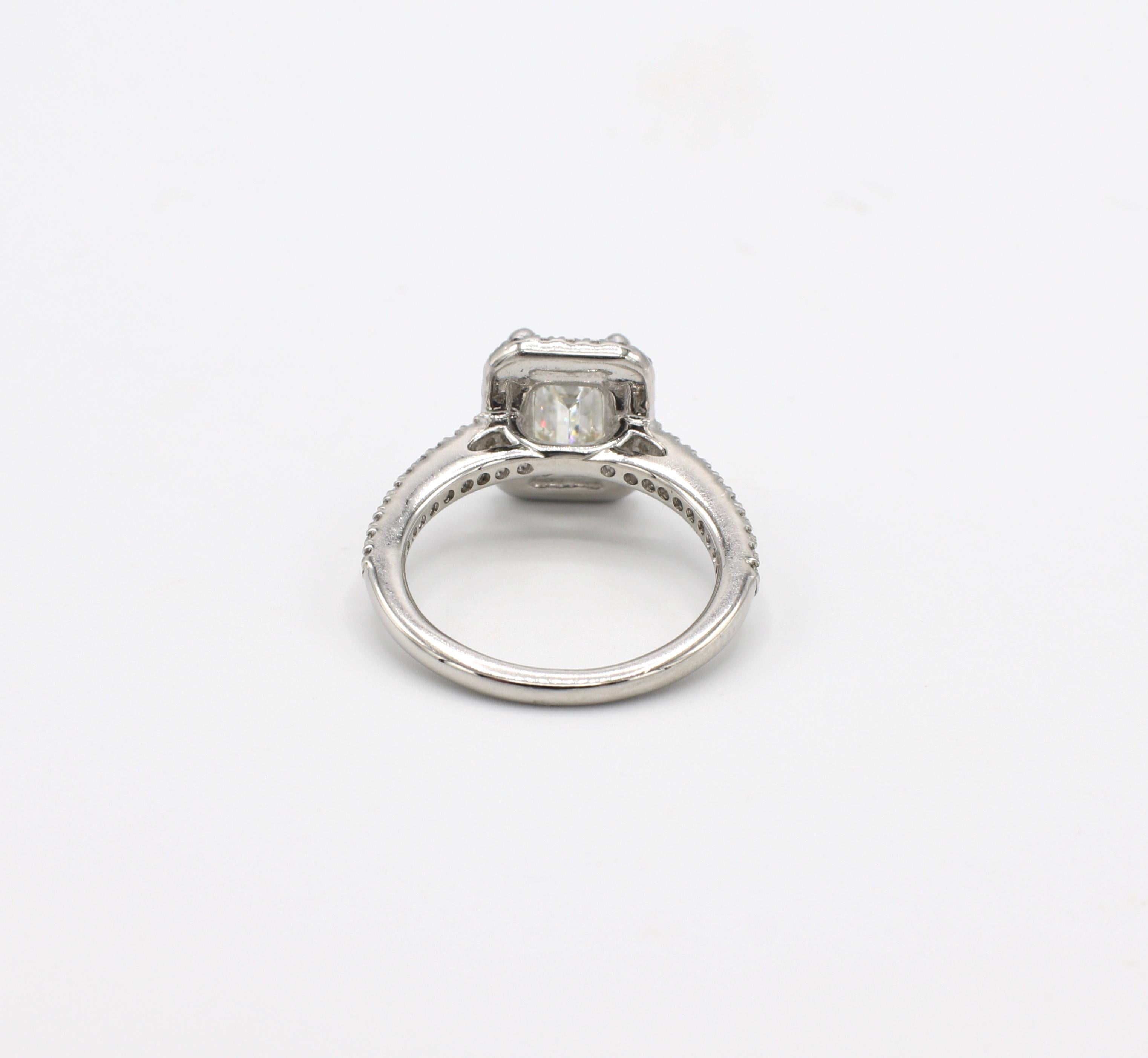 GIA Certified 1.43 Carat I IF Emerald Cut Halo Diamond Engagement Ring 1