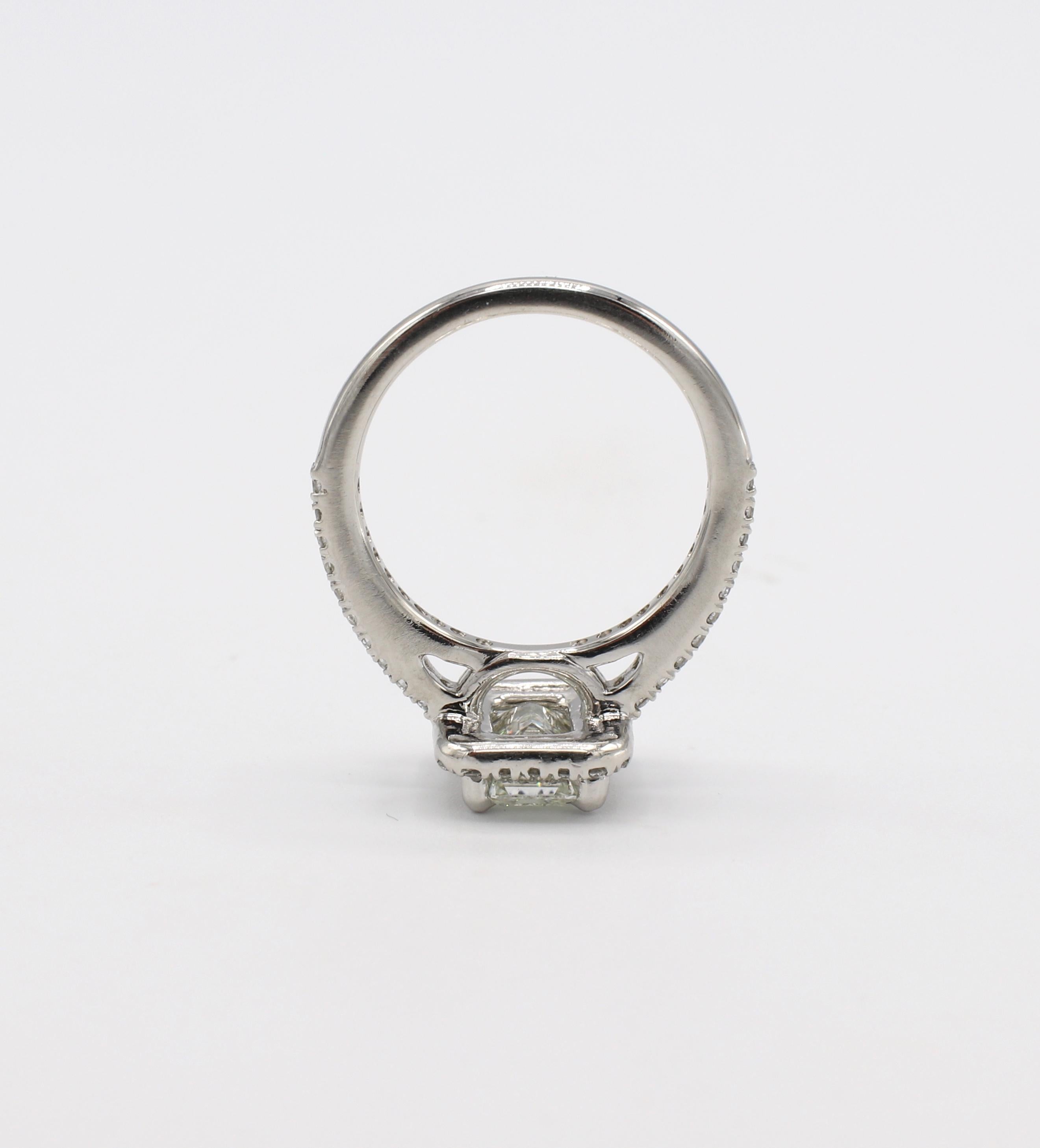GIA Certified 1.43 Carat I IF Emerald Cut Halo Diamond Engagement Ring 3