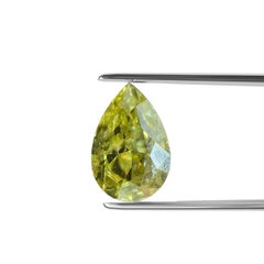 GIA Certified 1.43 Carat Pear Fancy Intense Yellow Si2 Clarity Natural Diamond