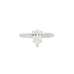 GIA Certified 1.43 Carat Pear Shaped Diamond Halo Engagement Ring 18 Karat