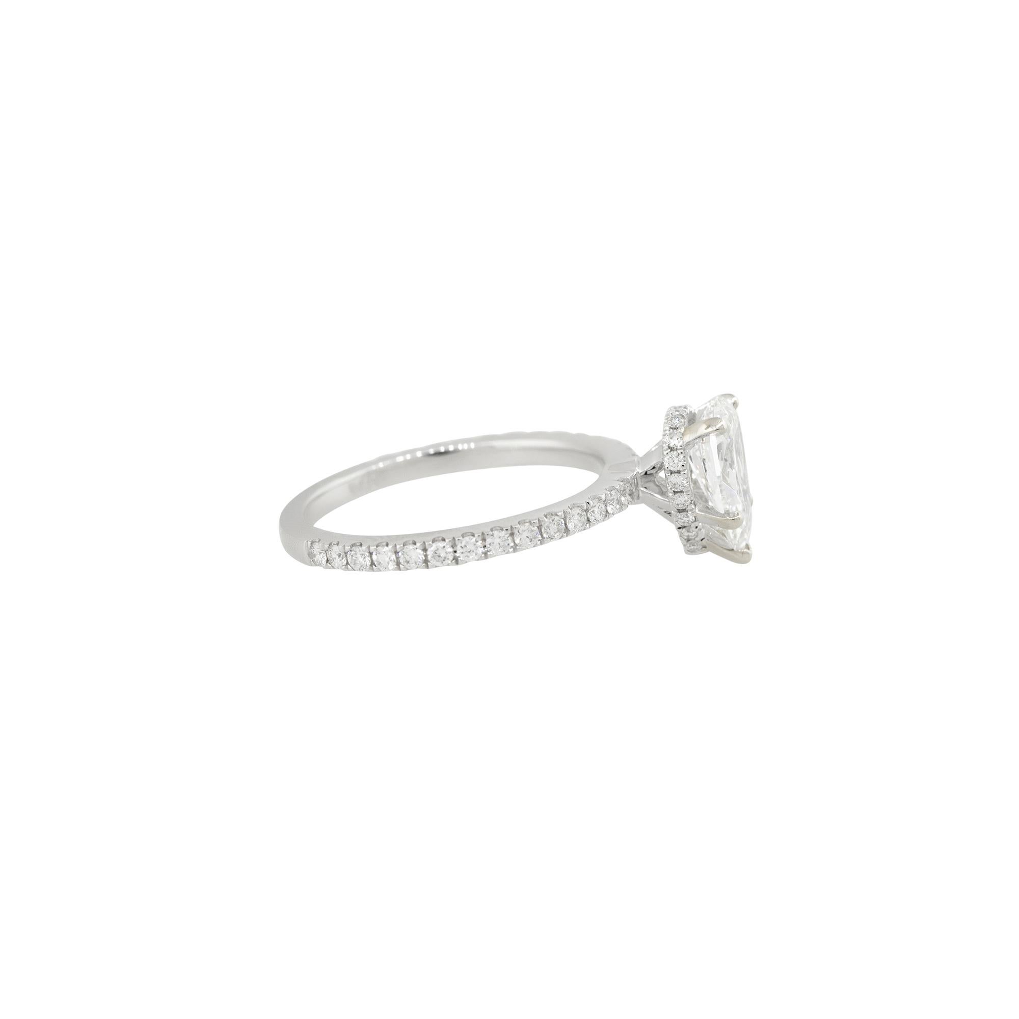 Modern GIA Certified 1.43 Carat Pear Shaped Diamond Halo Engagement Ring 18 Karat For Sale