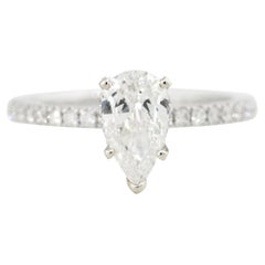 GIA Certified 1.43 Carat Pear Shaped Diamond Halo Engagement Ring 18 Karat