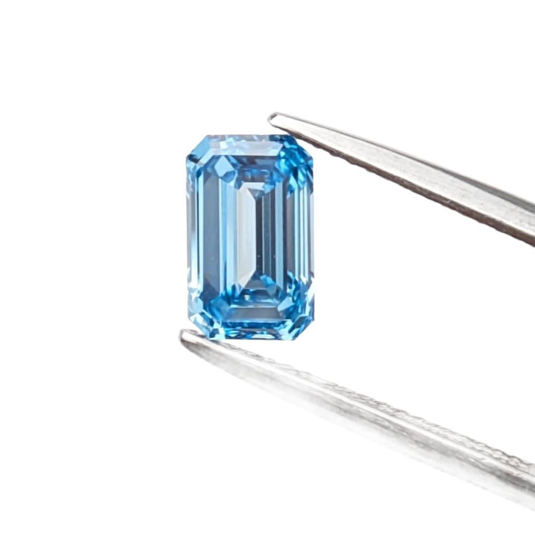 GIA zertifiziert 1.43CT HPHT VS1 Smaragdschliff Natürlicher Blauer Diamant im Zustand „Neu“ im Angebot in New York, NY