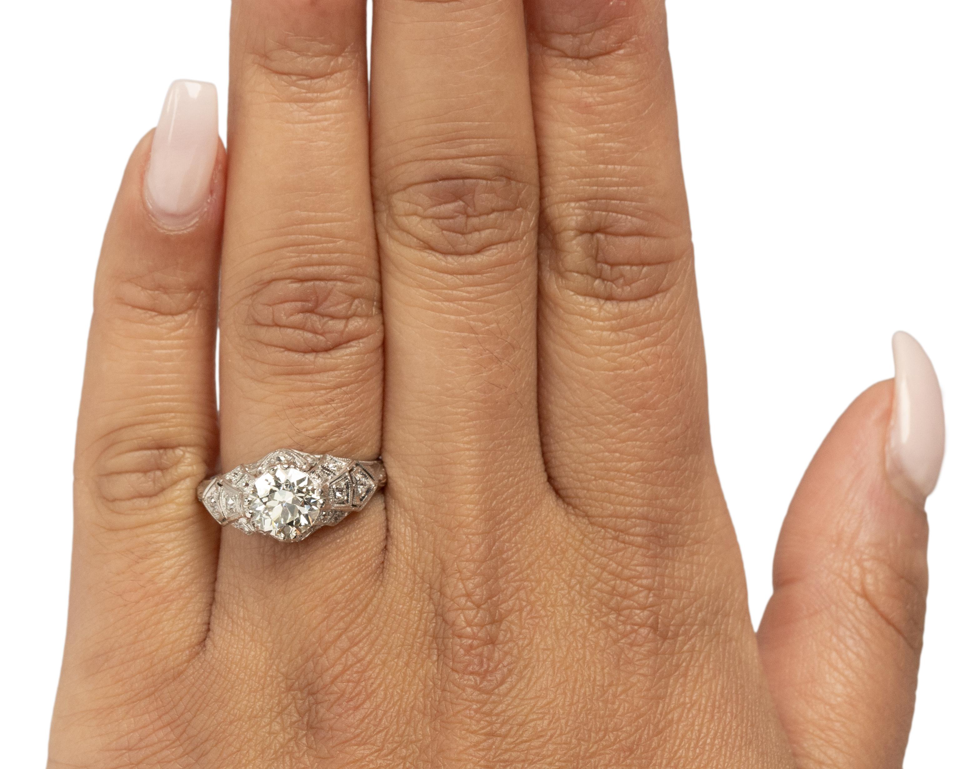 Women's GIA Certified 1.45 Carat Art Deco Diamond Platinum Engagement Ring For Sale