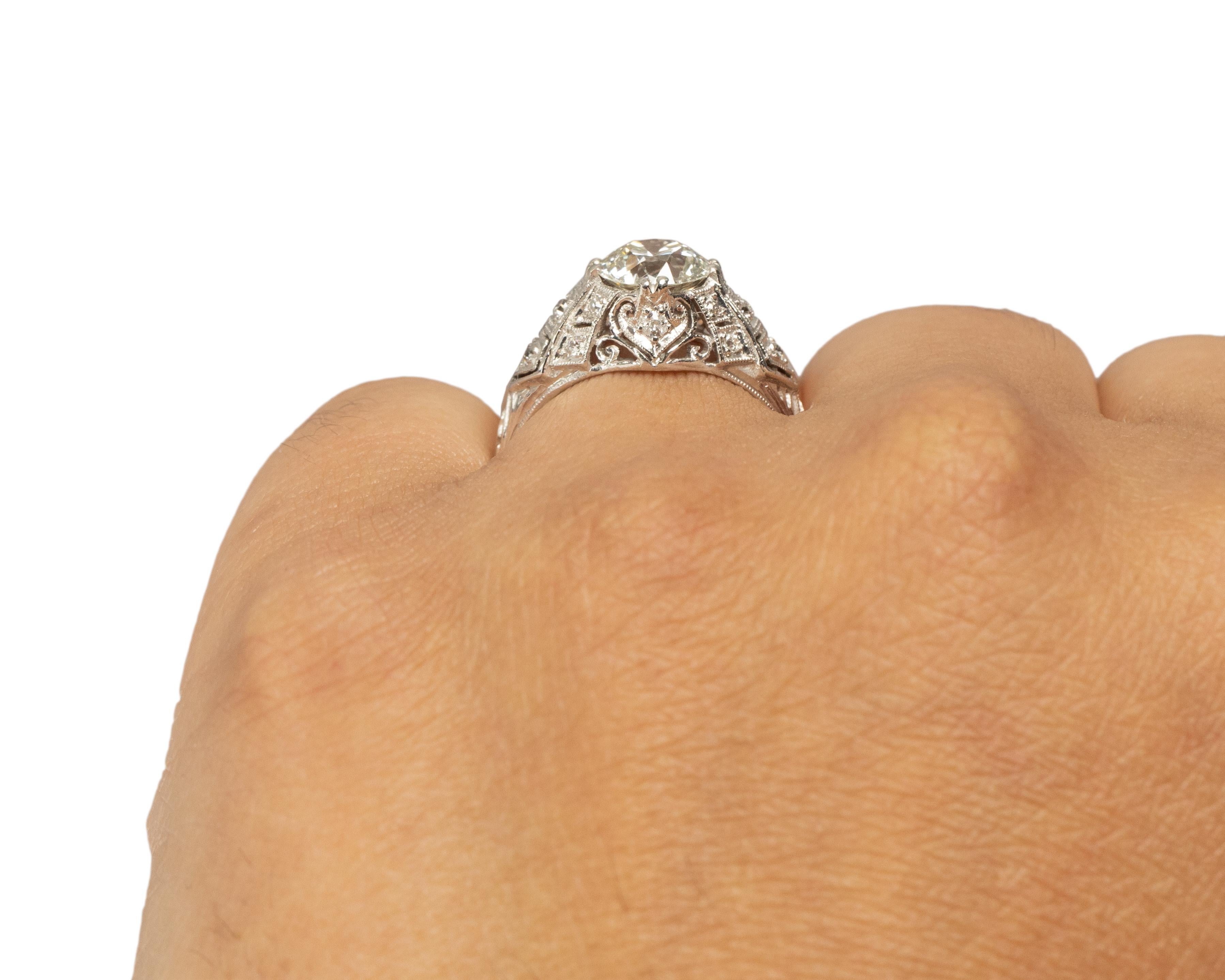 GIA Certified 1.45 Carat Art Deco Diamond Platinum Engagement Ring For Sale 1