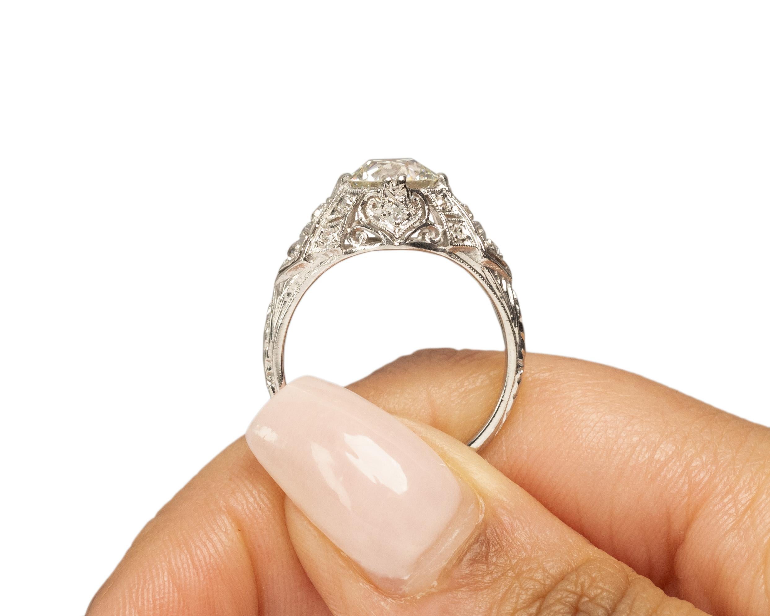 GIA Certified 1.45 Carat Art Deco Diamond Platinum Engagement Ring For Sale 3