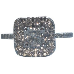GIA Certified 1.45 Carat Cushion Cut Diamond Engagement White Gold Ring