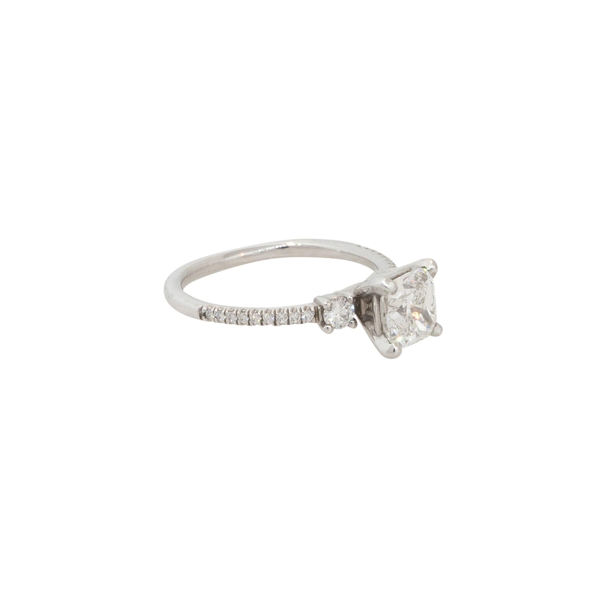 Women's Gia Certified 1.45 Carat Cushion Diamond Engagement Ring 14 Karat in Stock For Sale