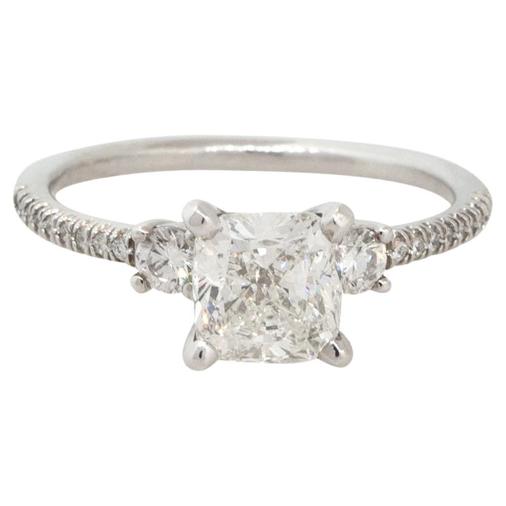 Gia Certified 1.45 Carat Cushion Diamond Engagement Ring 14 Karat in Stock