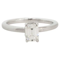 GIA Certified 1.45 Carat Emerald Cut Diamond Engagement Ring 18 Karat In Stock