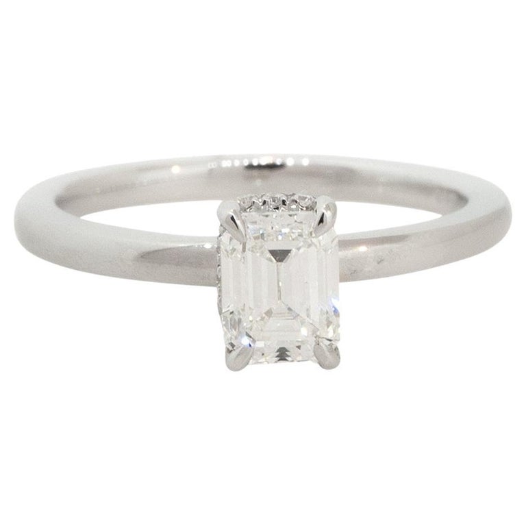 GIA Certified 1.45 Carat Emerald Cut Diamond Engagement Ring 18 Karat ...