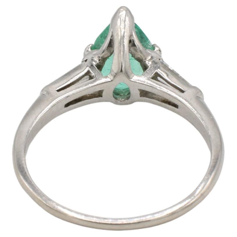 GIA zertifiziert 1,45 Karat natürlichen grünen kolumbianischen Smaragd Birne Platin Ring (Moderne) im Angebot