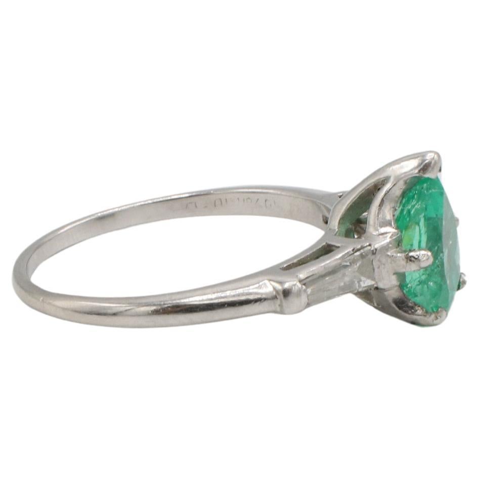 GIA zertifiziert 1,45 Karat natürlichen grünen kolumbianischen Smaragd Birne Platin Ring (Tropfenschliff) im Angebot