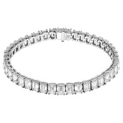 Bracciale tennis con diamanti taglio smeraldo certificato GIA da 14.50 carati in platino
