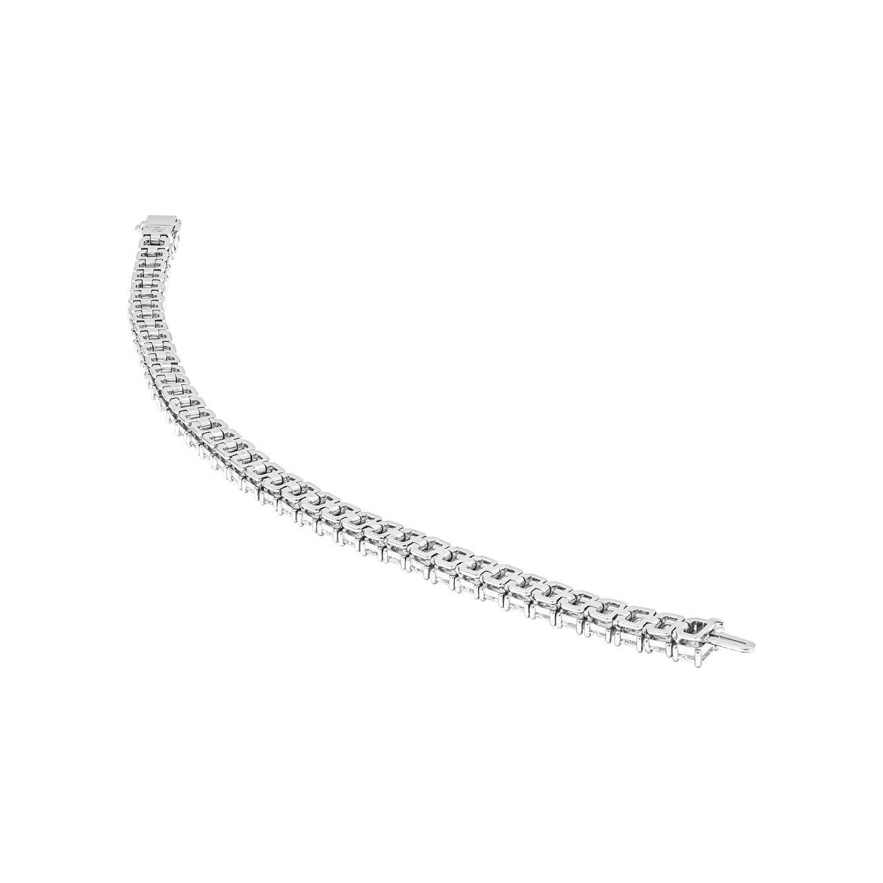 Moderno Bracciale tennis con diamanti taglio smeraldo certificato GIA da 14.50 carati in platino