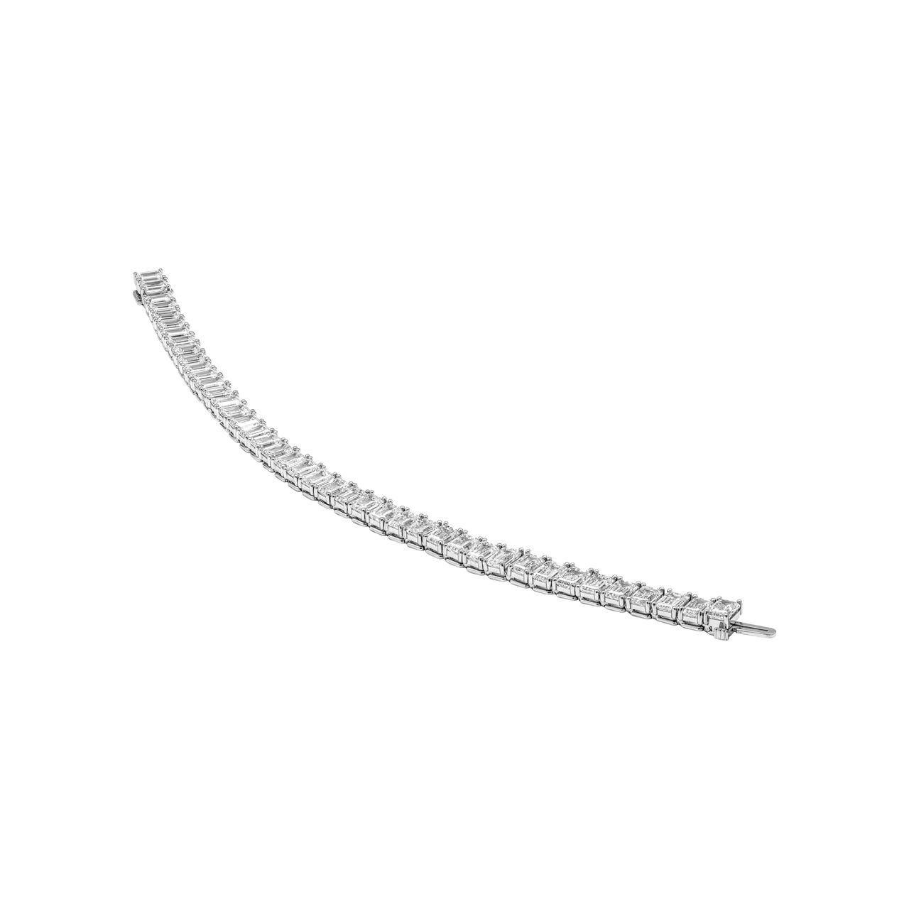 Taglio smeraldo Bracciale tennis con diamanti taglio smeraldo certificato GIA da 14.50 carati in platino