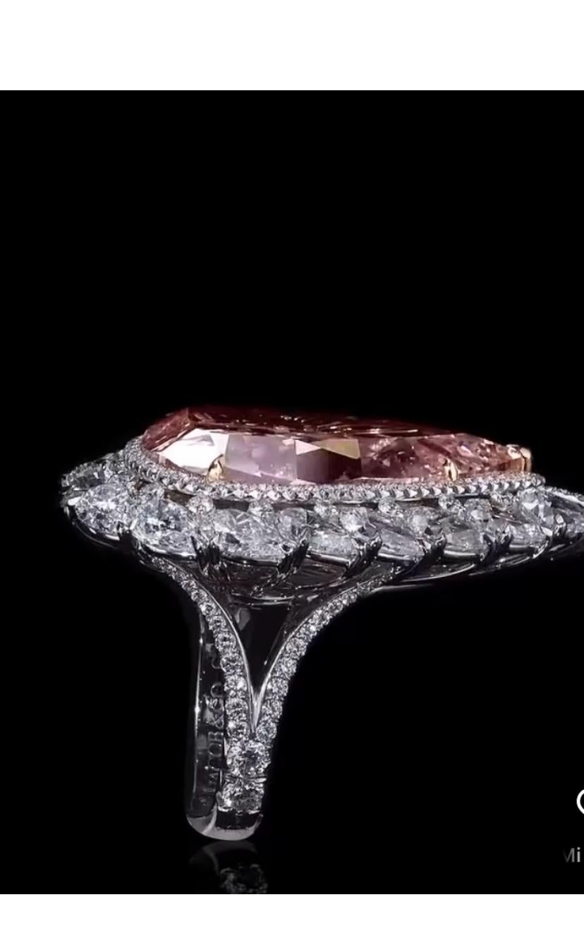 Bague solitaire en diamant certifié GIA de 14,50 carats de couleur rose orangé brunâtre Neuf - En vente à Massafra, IT