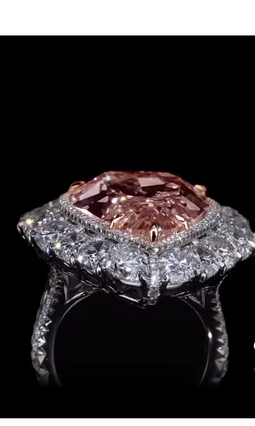 Bague solitaire en diamant certifié GIA de 14,50 carats de couleur rose orangé brunâtre Pour femmes en vente