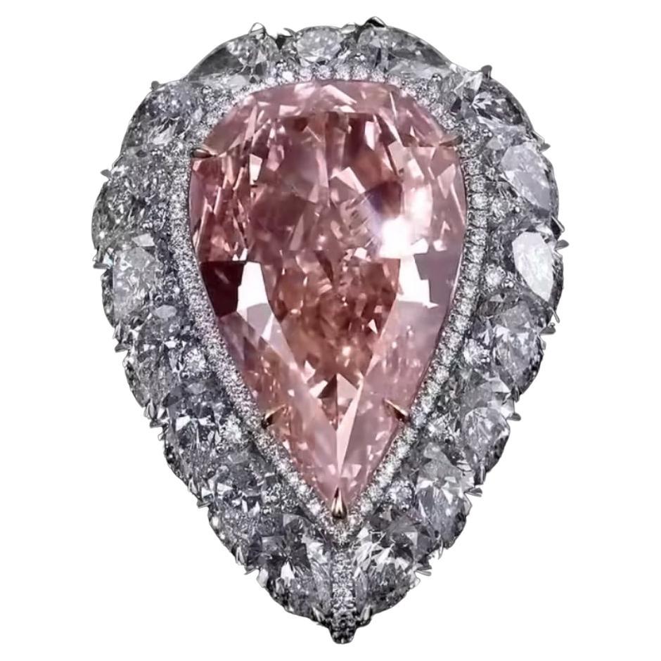 GIA Certified 14.50 Carats Fancy Brownish Orangy Pink Diamond Solitaire Ring