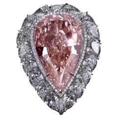 Anello con solitario di diamanti rosa arancio di colore marrone fantasia certificato GIA da 14,50 carati