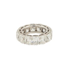 GIA Certified 14.51 Carat Cushion Diamond Eternity Band Platinum in Stock