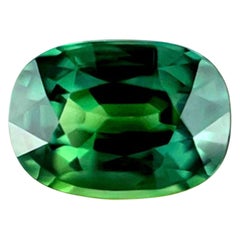 GIA Certified 1.45ct Untreated Thailand Sapphire Natural Green Blue Cushion Cut