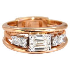 GIA Certified 1.46 Carat Emerald Cut Diamonds Ring 18 Karat F/VVs-1 Coil A*